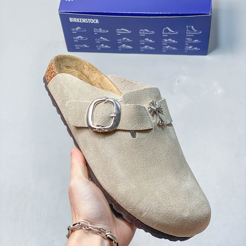 Sandalias Birkenstock × Chrome Hearts Beige - Imagen 2